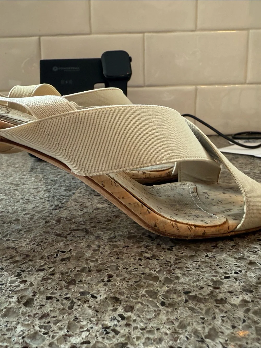 Manolo Blahnik  Cream Cross-Strap Cork Sandals - Women